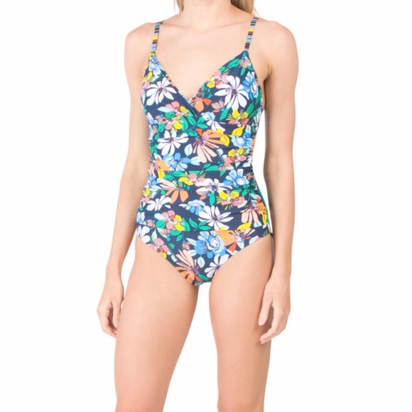Ellen Tracy Tummy Control One-Piece Swimsuit Sz 8 Tropital Floral - Picture 1 of 9